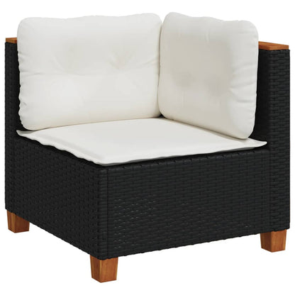 Divano Angolare da Giardino con Cuscini Nero in Polyrattan | homemem39