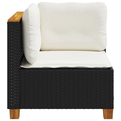 Divano Angolare da Giardino con Cuscini Nero in Polyrattan | homemem39