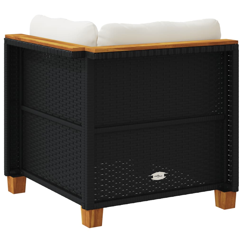 Divano Angolare da Giardino con Cuscini Nero in Polyrattan | homemem39