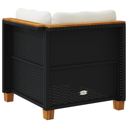 Divano Angolare da Giardino con Cuscini Nero in Polyrattan | homemem39
