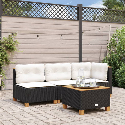 Divano Angolare da Giardino con Cuscini Nero in Polyrattan | homemem39
