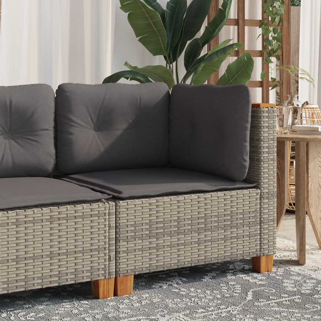 Divano Angolare da Giardino con Cuscini Grigio in Polyrattan | homemem39