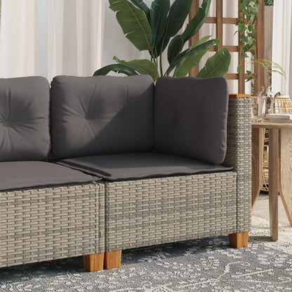 Divano Angolare da Giardino con Cuscini Grigio in Polyrattan | homemem39
