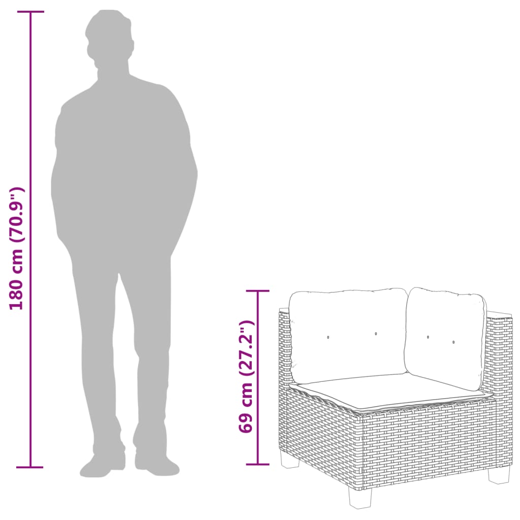 Divano Angolare da Giardino con Cuscini Grigio in Polyrattan | homemem39