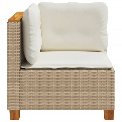Divano Angolare da Giardino con Cuscini Beige in Polyrattan | homemem39
