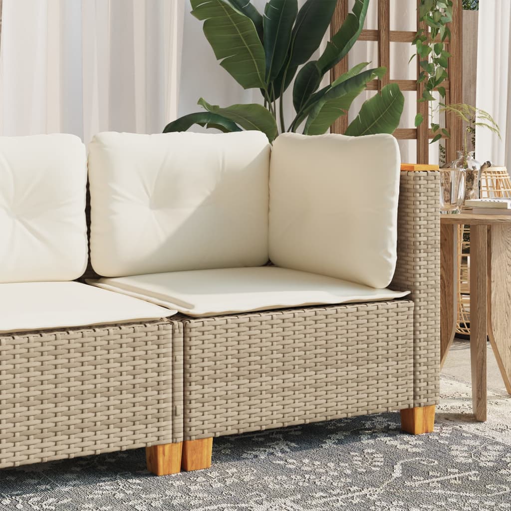 Divano Angolare da Giardino con Cuscini Beige in Polyrattan | homemem39