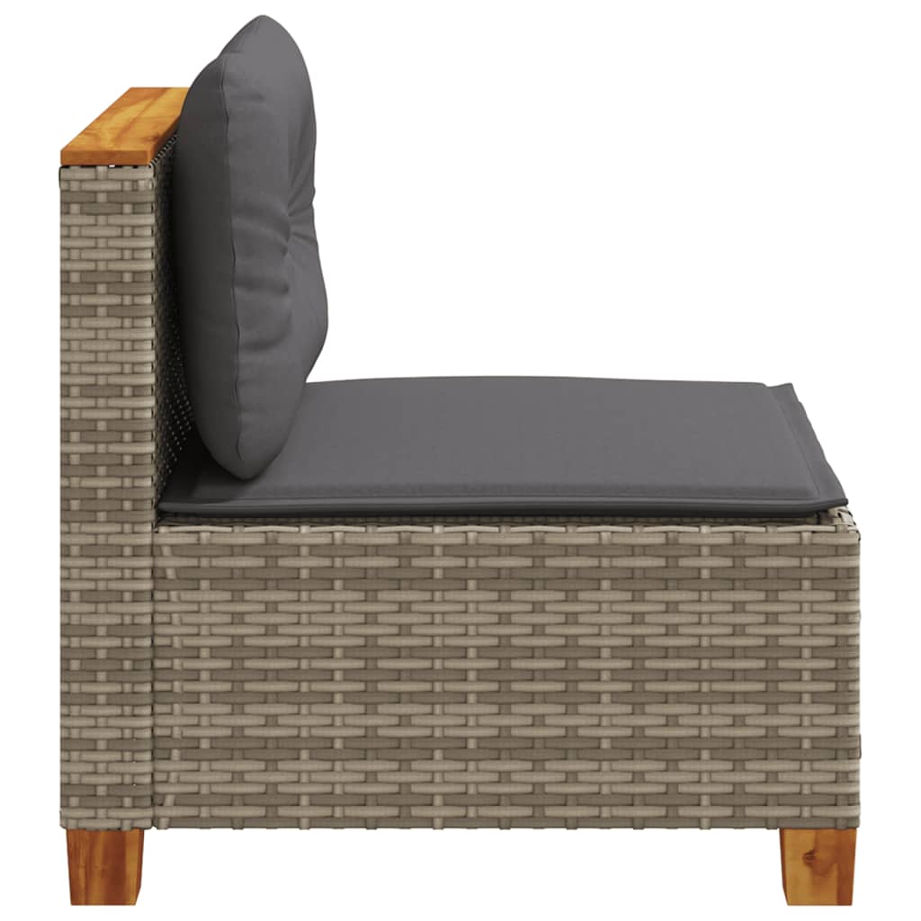 Divano Giardino Senza Braccioli con Cuscini Grigio Polyrattan | homemem39