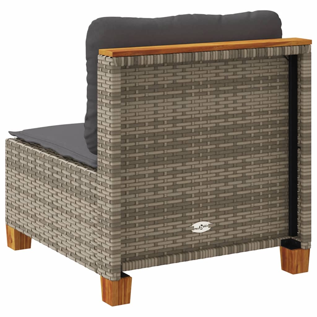 Divano Giardino Senza Braccioli con Cuscini Grigio Polyrattan | homemem39