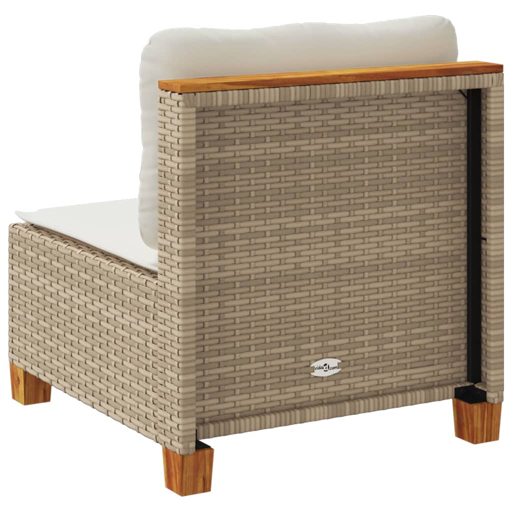 Divano Giardino Senza Braccioli con Cuscini Beige in Polyrattan | homemem39