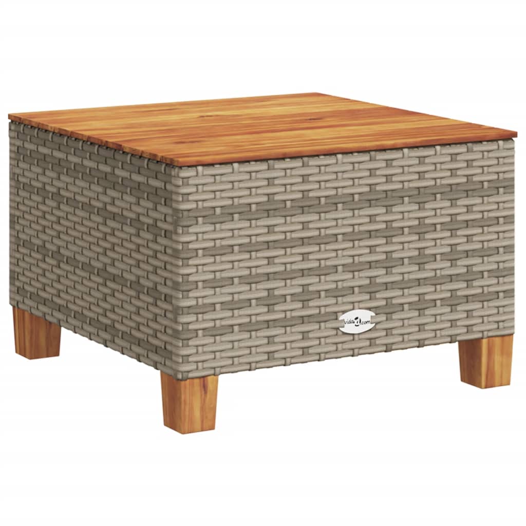 Tavolo da Giardino Grigio 55x55x36 cm Polyrattan e Legno Acacia - homemem39