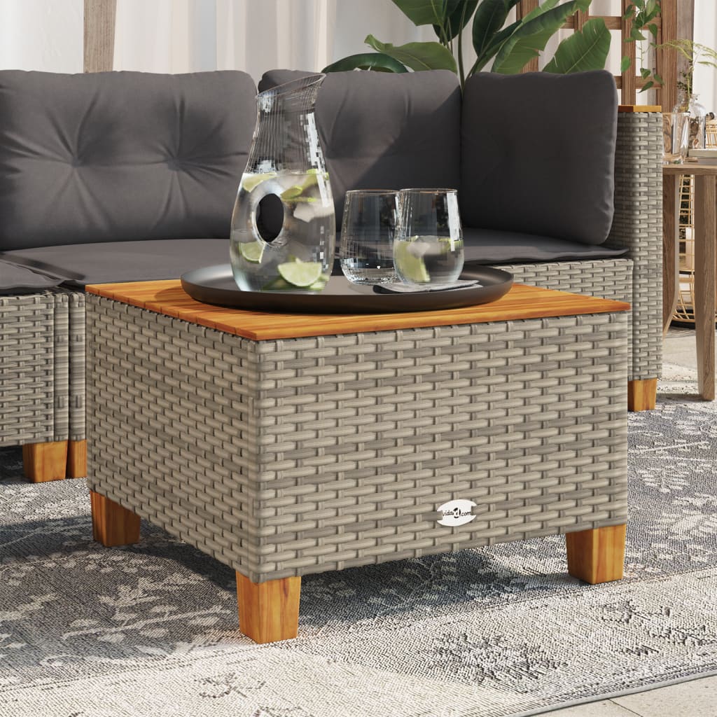 Tavolo da Giardino Grigio 55x55x36 cm Polyrattan e Legno Acacia - homemem39