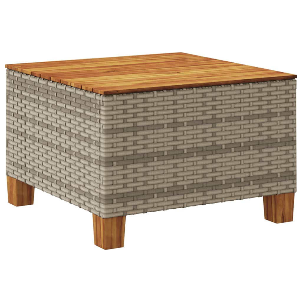 Tavolo da Giardino Grigio 55x55x36 cm Polyrattan e Legno Acacia - homemem39