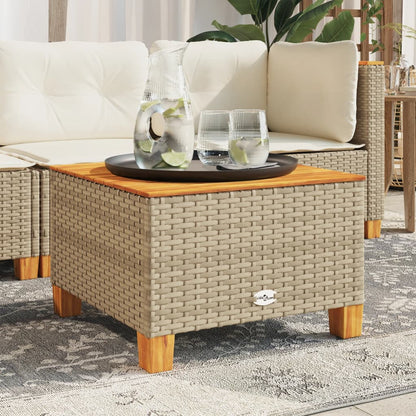 Tavolo da Giardino Beige 55x55x36 cm Polyrattan e Legno Acacia