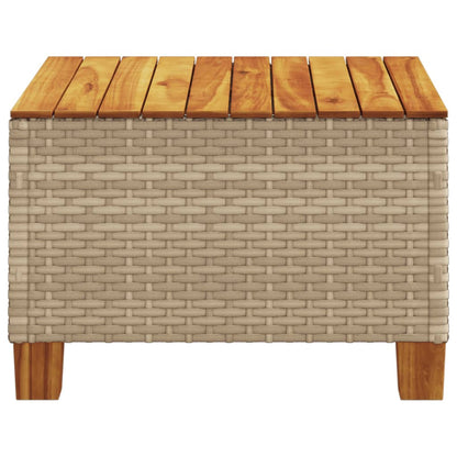 Tavolo da Giardino Beige 55x55x36 cm Polyrattan e Legno Acacia