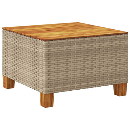 Tavolo da Giardino Beige 55x55x36 cm Polyrattan e Legno Acacia