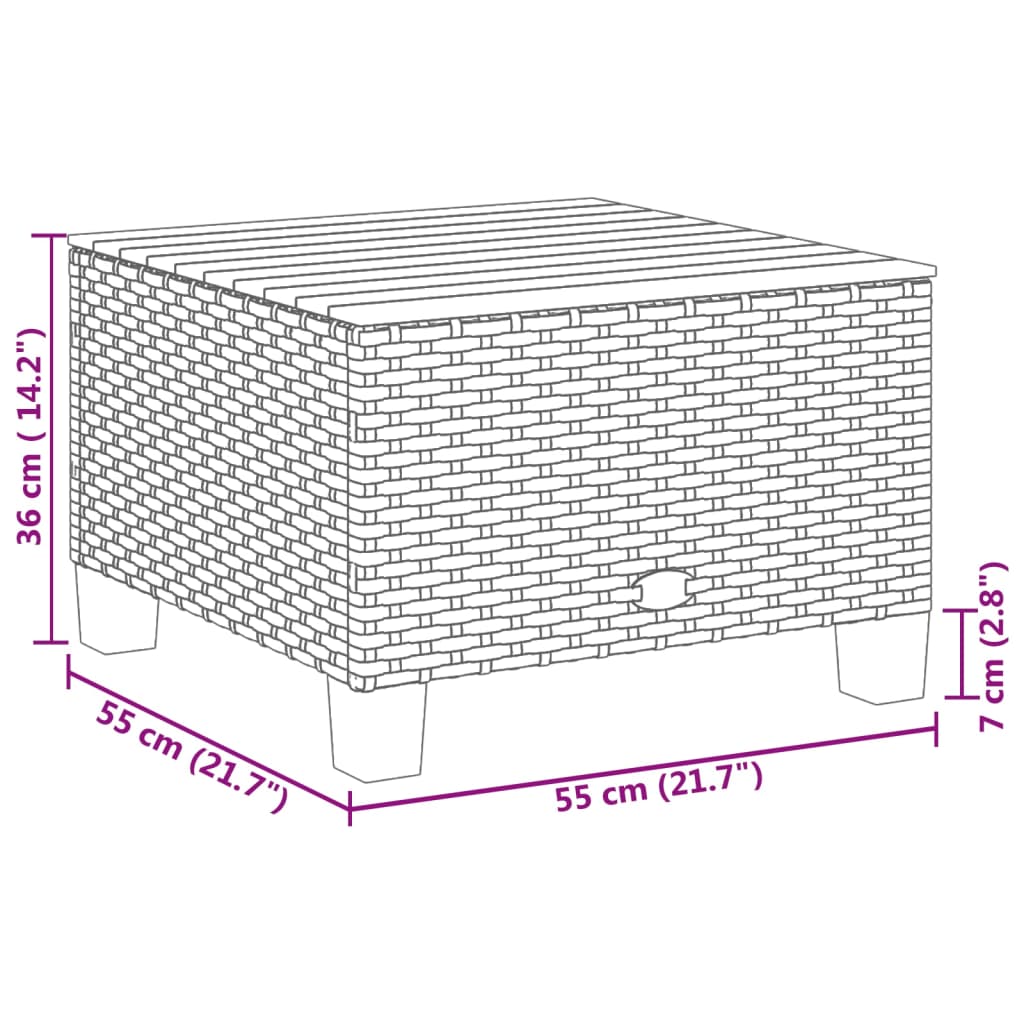 Tavolo da Giardino Beige 55x55x36 cm Polyrattan e Legno Acacia