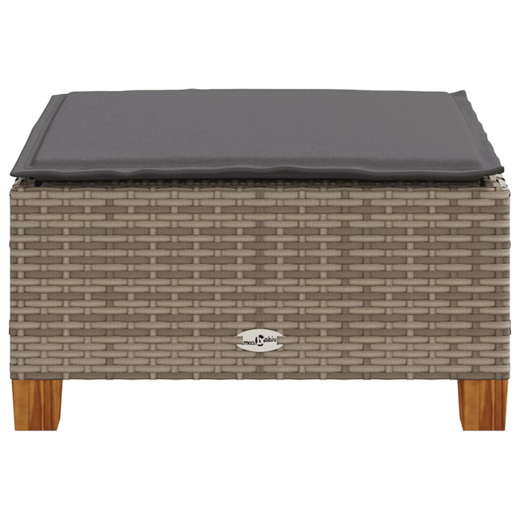 Sgabello Giardino con Cuscino Grigio 63,5x56x32cm in Polyrattan | homemem39