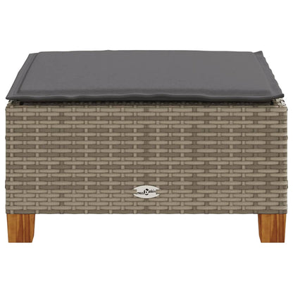 Sgabello Giardino con Cuscino Grigio 63,5x56x32cm in Polyrattan | homemem39