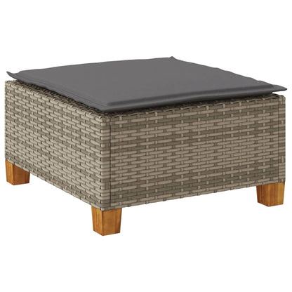 Sgabello Giardino con Cuscino Grigio 63,5x56x32cm in Polyrattan | homemem39