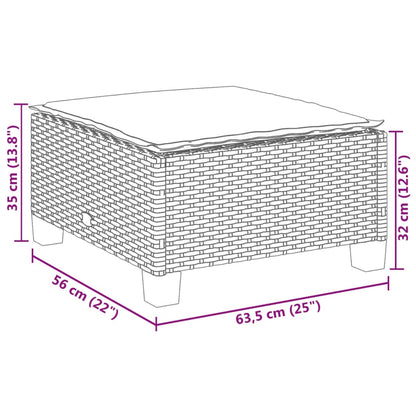 Sgabello Giardino con Cuscino Grigio 63,5x56x32cm in Polyrattan | homemem39