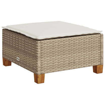 Sgabello Giardino con Cuscino Beige 63,5x56x32 cm in Polyrattan