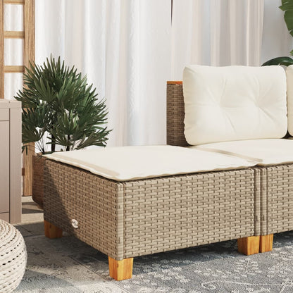 Sgabello Giardino con Cuscino Beige 63,5x56x32 cm in Polyrattan