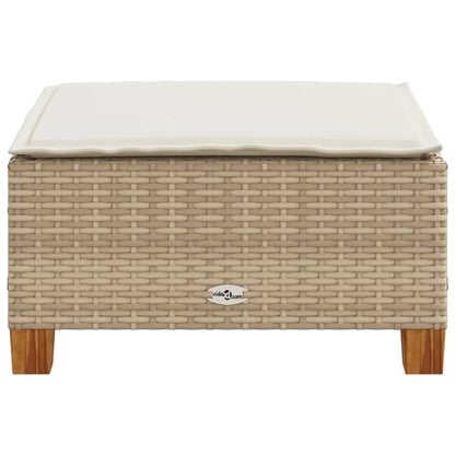 Sgabello Giardino con Cuscino Beige 63,5x56x32 cm in Polyrattan