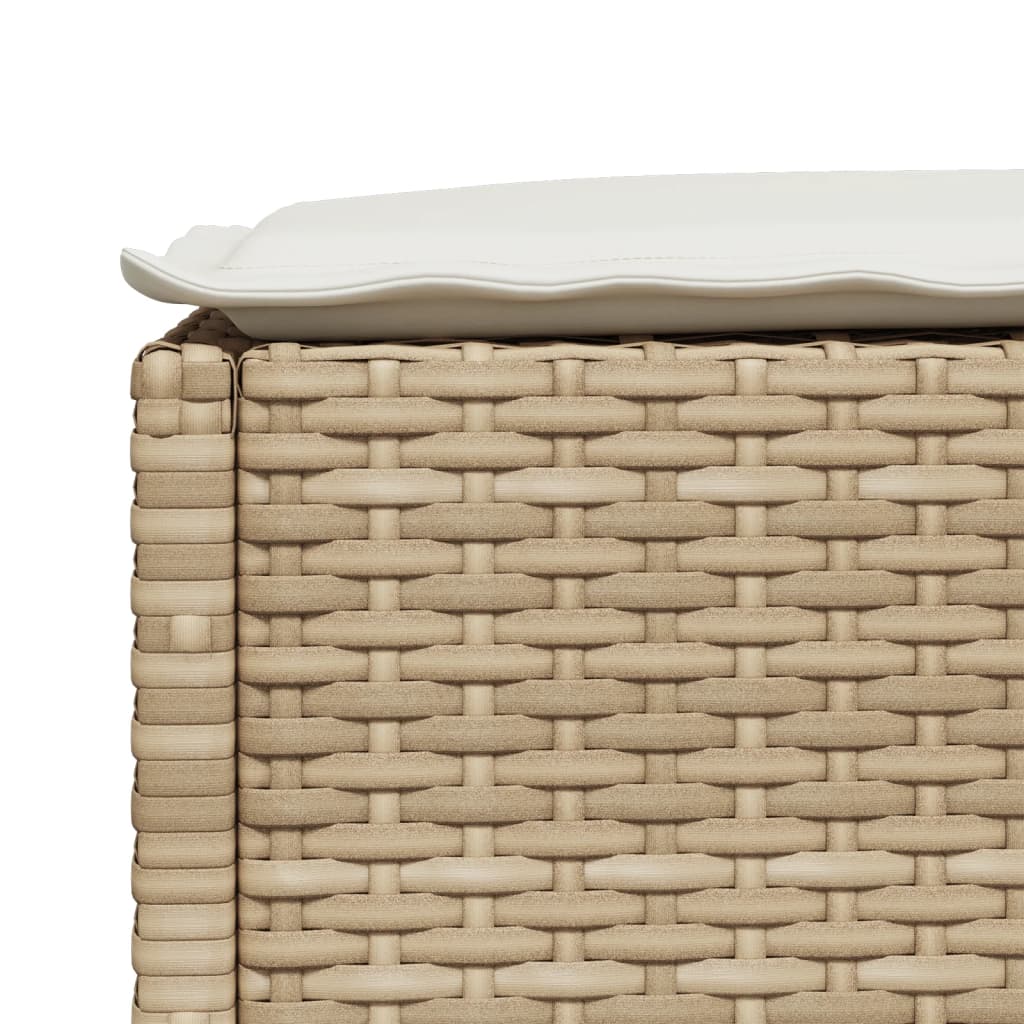 Sgabello Giardino con Cuscino Beige 63,5x56x32 cm in Polyrattan