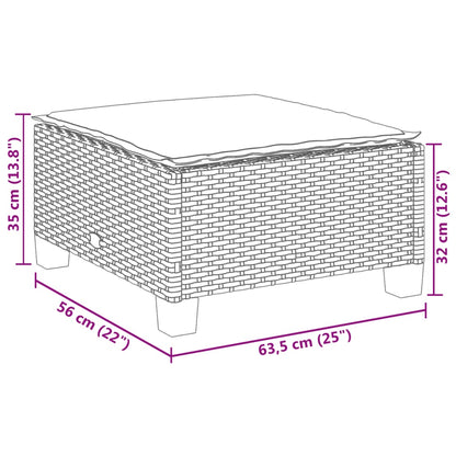 Sgabello Giardino con Cuscino Beige 63,5x56x32 cm in Polyrattan - homemem39