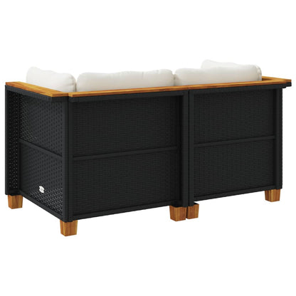 Divani Angolari da Giardino con Cuscini 2pz in Polyrattan Nero | homemem39