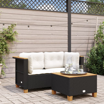 Divani Angolari da Giardino con Cuscini 2pz in Polyrattan Nero | homemem39