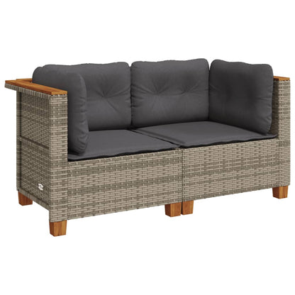 Divani Angolari da Giardino con Cuscini 2pz Polyrattan Grigio | homemem39