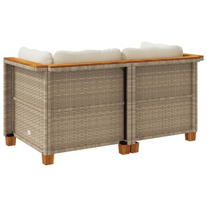 Divani Angolari da Giardino con Cuscini 2pz Polyrattan Beige | homemem39
