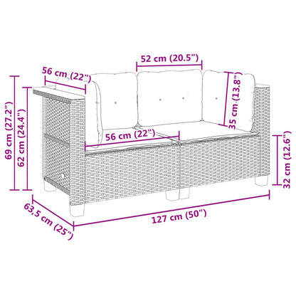 Divani Angolari da Giardino con Cuscini 2pz Polyrattan Beige | homemem39