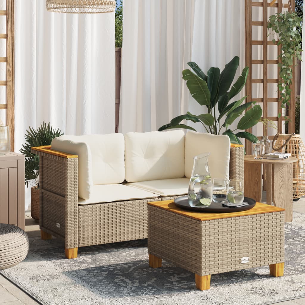 Divani Angolari da Giardino con Cuscini 2pz Polyrattan Beige | homemem39