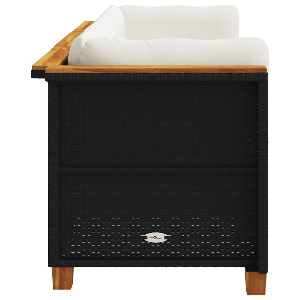 Divano da Giardino a 3 Posti con Cuscini Nero in Polyrattan | homemem39