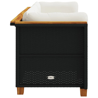 Divano da Giardino a 3 Posti con Cuscini Nero in Polyrattan | homemem39