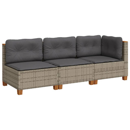 Divano da Giardino con Cuscini 3 Posti Grigio in Polyrattan | homemem39