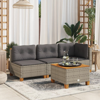 Divano da Giardino con Cuscini 3 Posti Grigio in Polyrattan | homemem39
