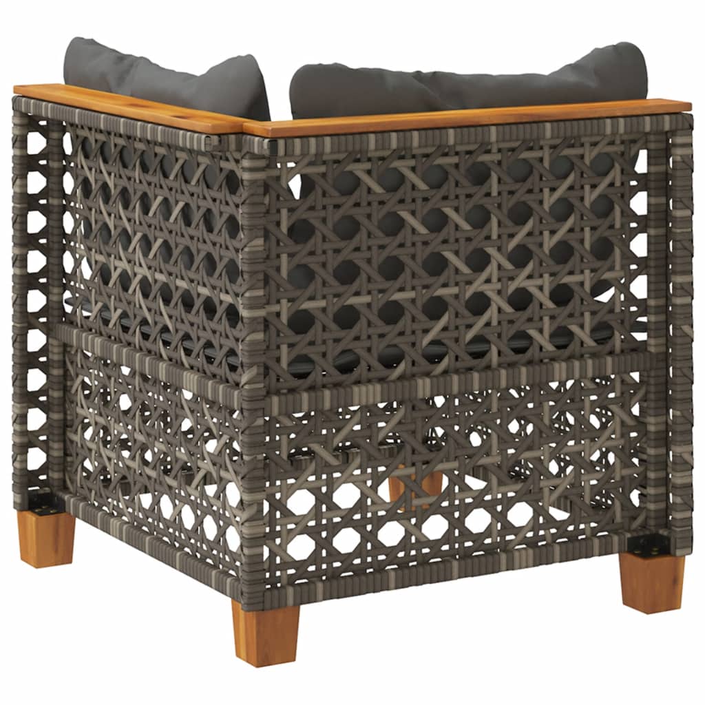 Divano Angolare da Giardino con Cuscini Grigio in Polyrattan | homemem39