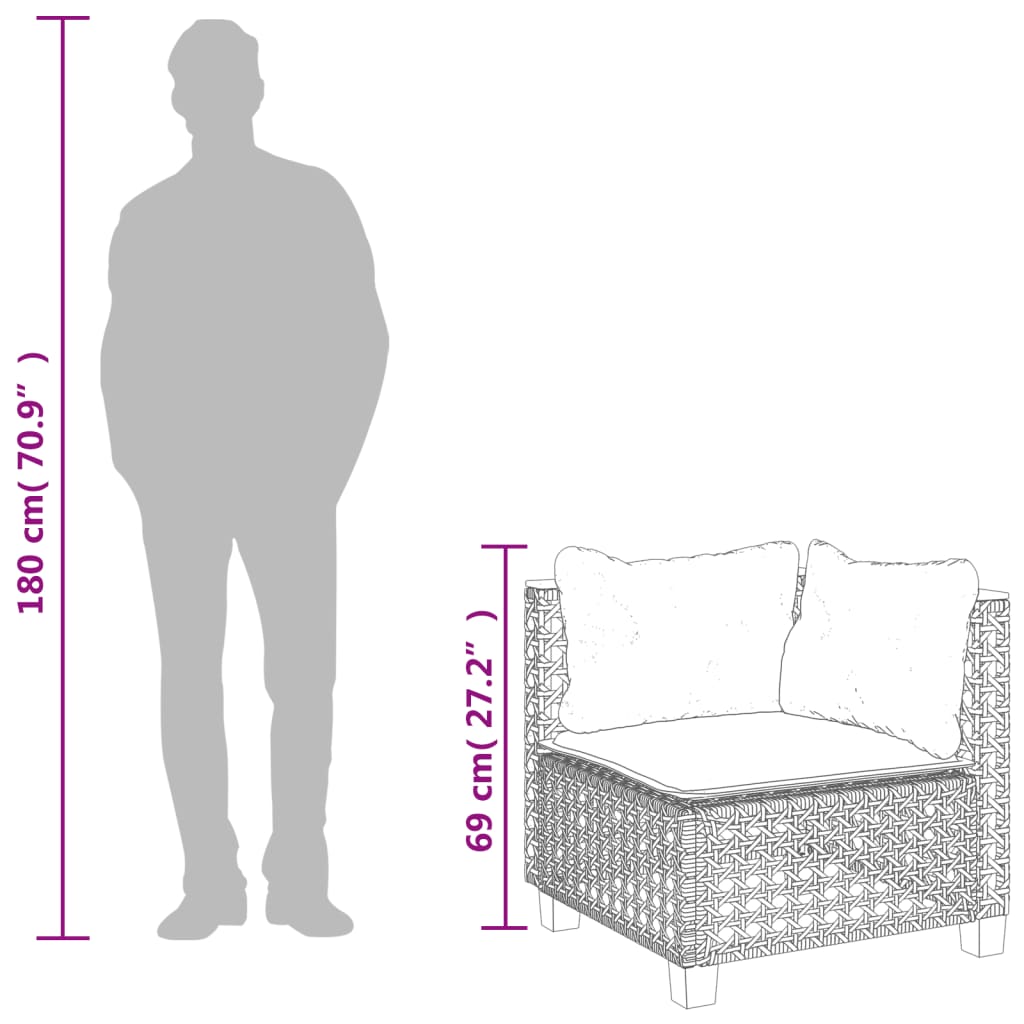 Divano Angolare da Giardino con Cuscini Grigio in Polyrattan | homemem39