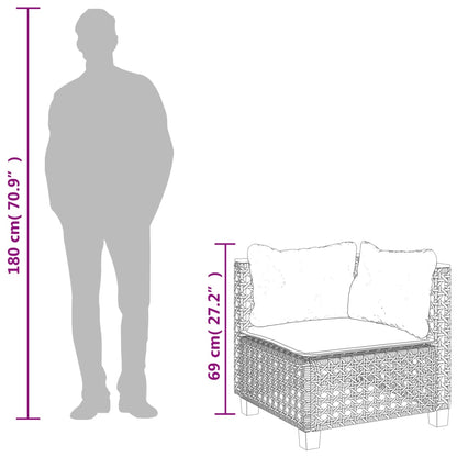 Divano Angolare da Giardino con Cuscini Grigio in Polyrattan | homemem39