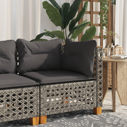 Divano Angolare da Giardino con Cuscini in Polyrattan