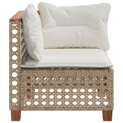 Divano Angolare da Giardino con Cuscini Beige in Polyrattan | homemem39