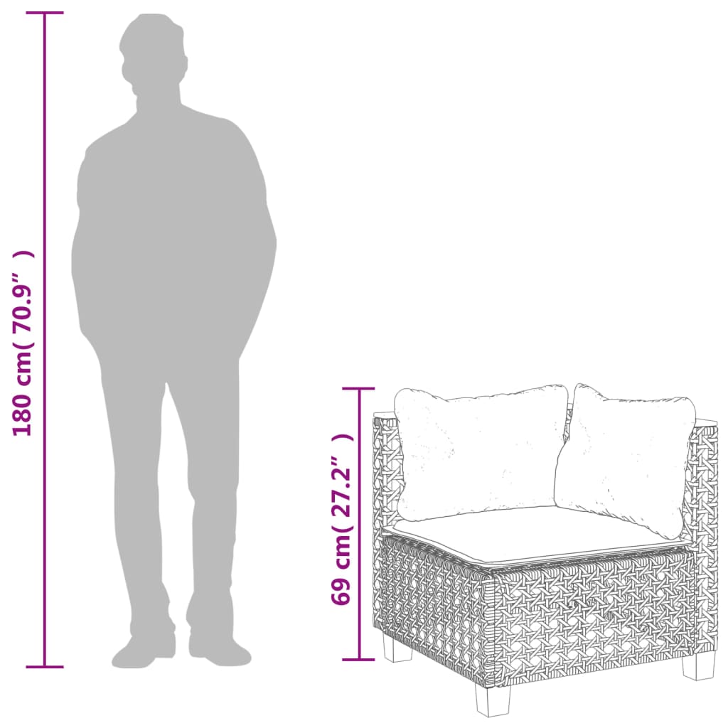 Divano Angolare da Giardino con Cuscini Beige in Polyrattan | homemem39