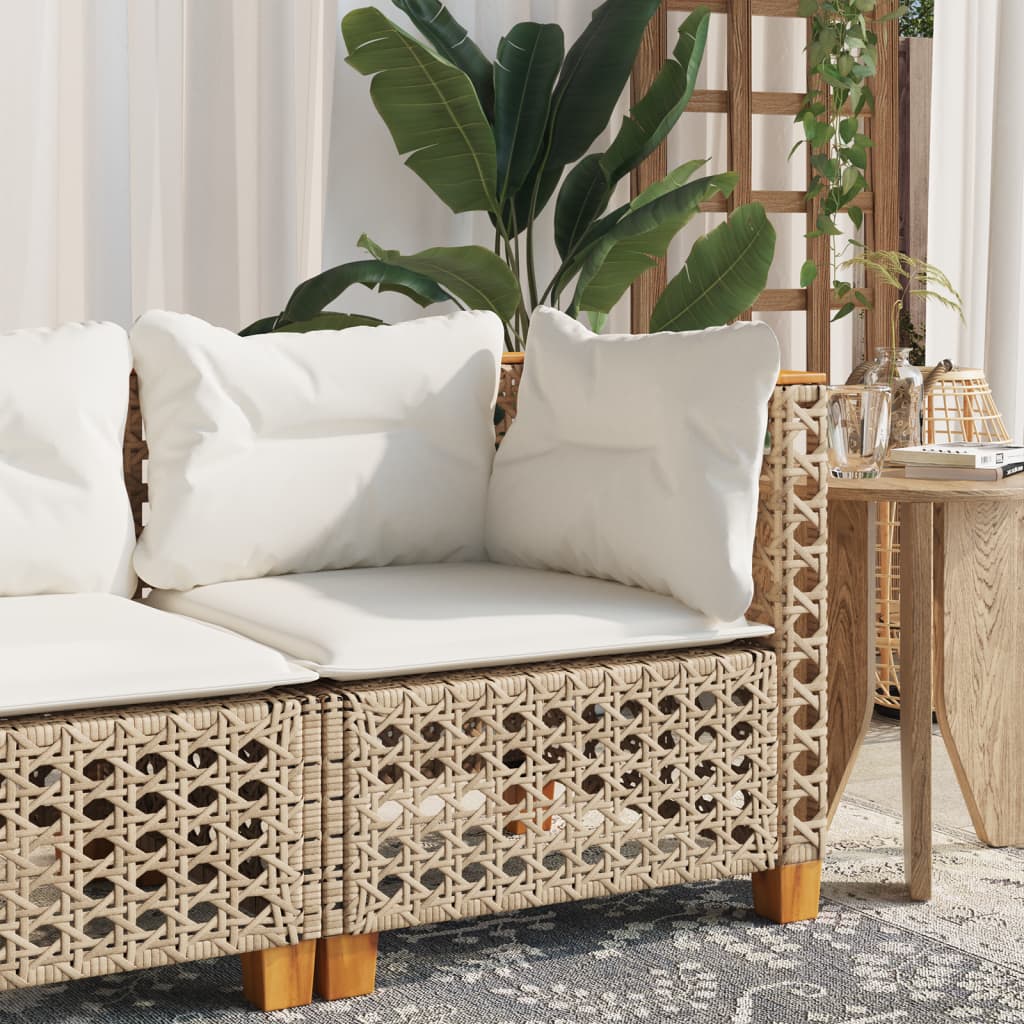Divano Angolare da Giardino con Cuscini in Polyrattan