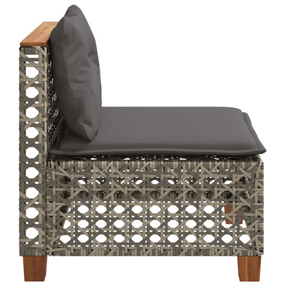Divano Giardino Senza Braccioli con Cuscini Grigio Polyrattan | homemem39