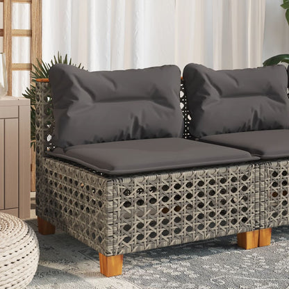 Divano Giardino Senza Braccioli con Cuscini in Polyrattan