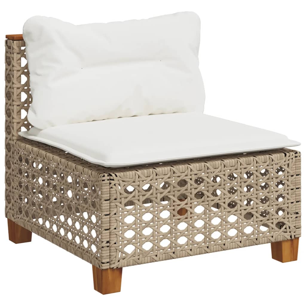Divano Giardino Senza Braccioli con Cuscini Beige in Polyrattan | homemem39