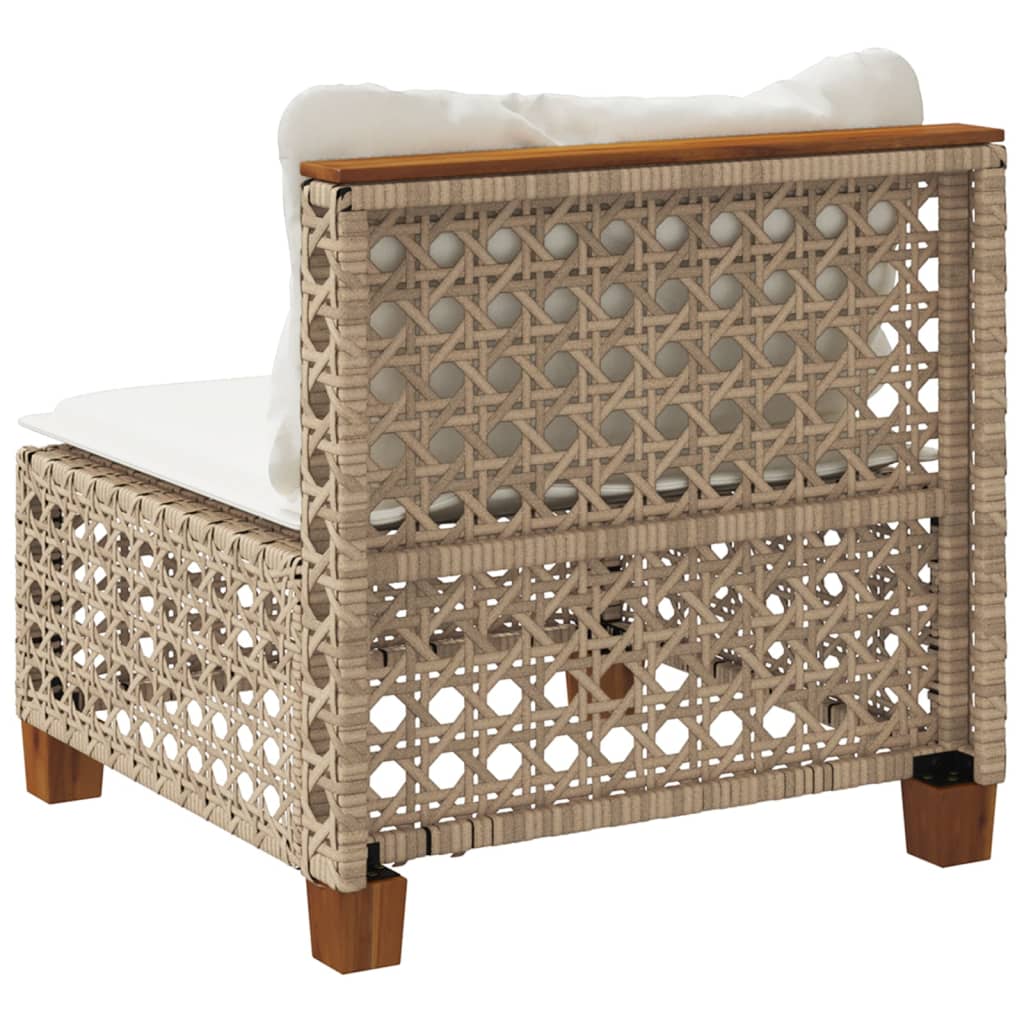 Divano Giardino Senza Braccioli con Cuscini Beige in Polyrattan | homemem39